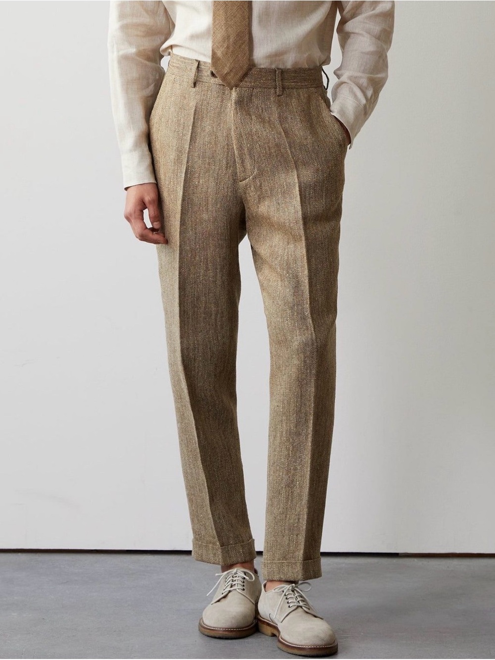 Todd Snyder Light Brown Linen-Blend Dress Pants
